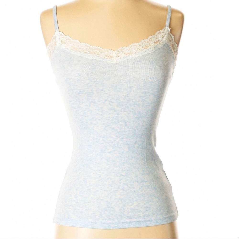 Cath Kidston Blue Cami Tank Top & Ivory Lace Sz XS